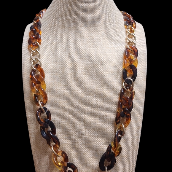 COPY - NWOT Premier Designs Margot  Vintage Faux Tortoise Shell Link Necklace - Picture 2 of 3